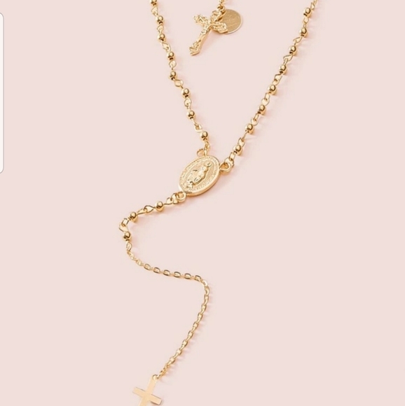 *Carol* Layered Gold Cross Necklace - Picture 2 of 3